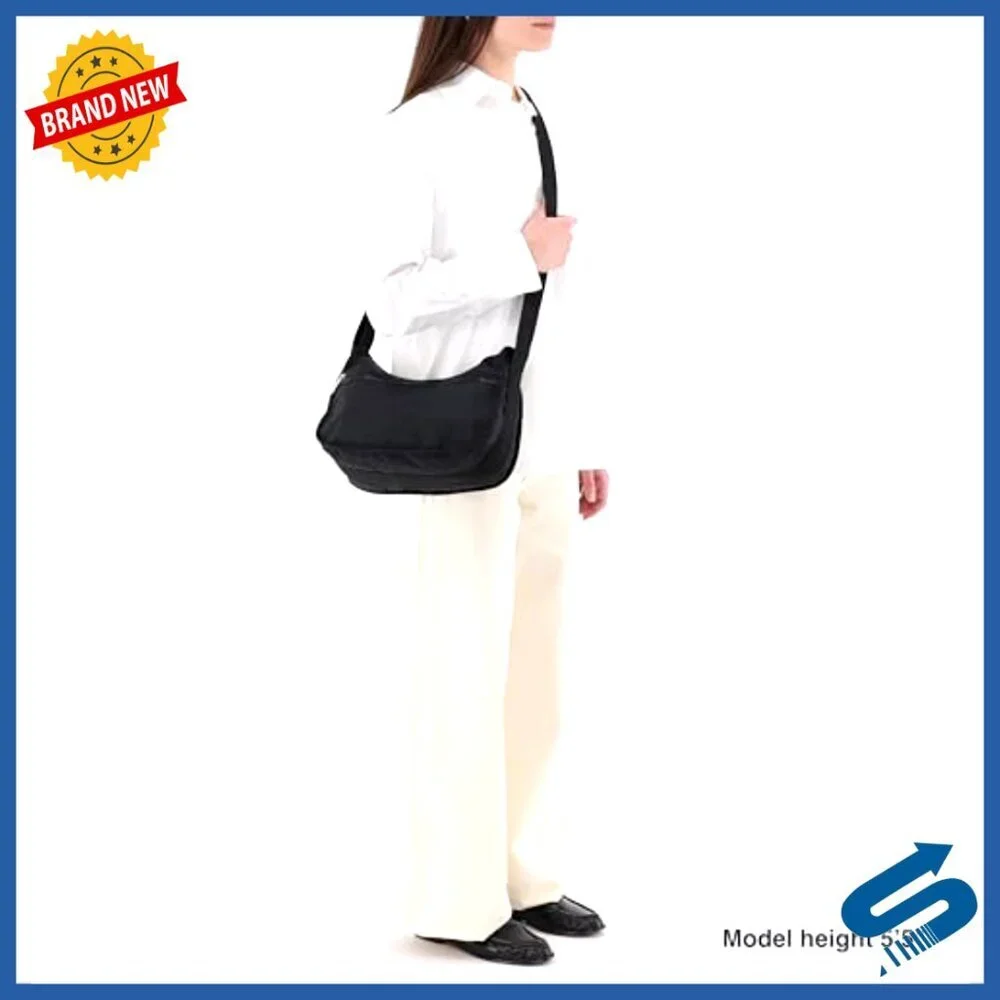 Nylon Hobo Bag with Crossbody Strap, 5 Pockets, 12x9x5 Inches